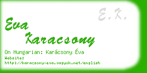 eva karacsony business card