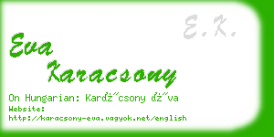 eva karacsony business card